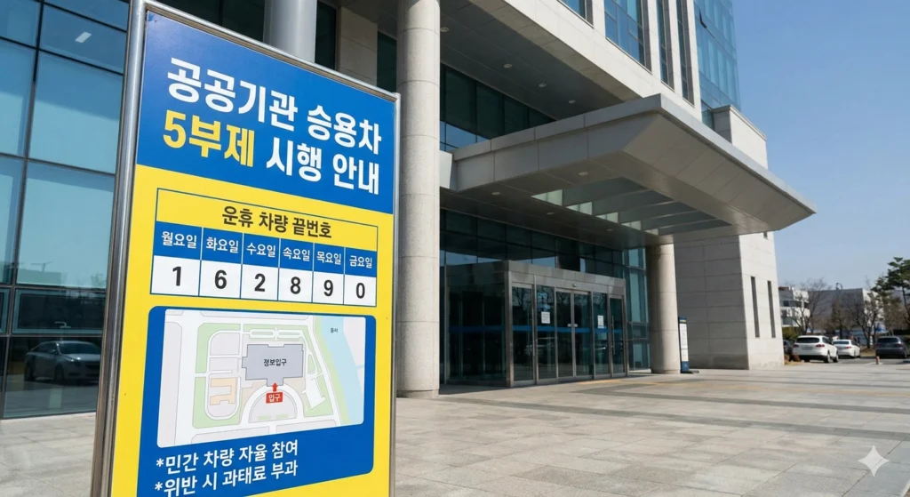 차량 5부제 시행 안내 표지판