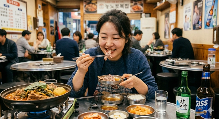 woman who eating Gamjatang